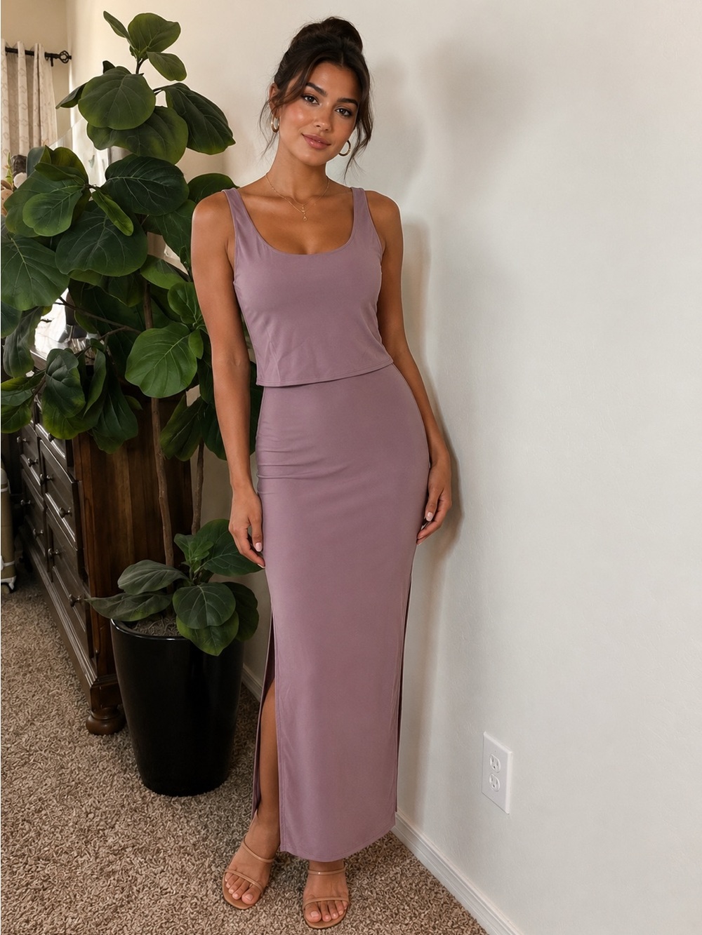 Elegant Mauve Maxi Dress